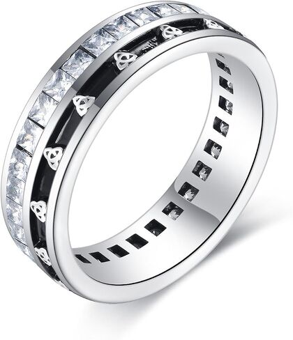 Men's Wedding Rings 925 Sterling Silver Ring Celtic Knot White AAAAA Cubic Zirconia Size 8-12 Engagement Promise Ring for Men Silver Band Ring in Saudi Arabia