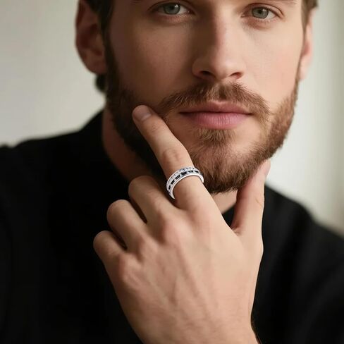 Men's Wedding Rings 925 Sterling Silver Ring Celtic Knot White AAAAA Cubic Zirconia Size 8-12 Engagement Promise Ring for Men Silver Band Ring in Saudi Arabia