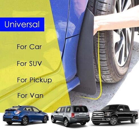 مجموعة اللوحات الطينية العالمية المكونة من 4 قطع للشاحنات/سيارات الدفع الرباعي - أسود/أحمر، براغي مثبتة مسبقًا، حماية من رذاذ الطين، واقي من الطين على الطرق الوعرة مع مشابك قابلة للتعديل | تصميم مقاوم للطقس شديد التحمل in Kuwait