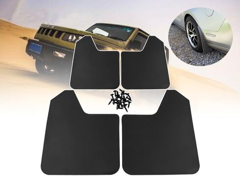 مجموعة اللوحات الطينية العالمية المكونة من 4 قطع للشاحنات/سيارات الدفع الرباعي - أسود/أحمر، براغي مثبتة مسبقًا، حماية من رذاذ الطين، واقي من الطين على الطرق الوعرة مع مشابك قابلة للتعديل | تصميم مقاوم للطقس شديد التحمل in Kuwait