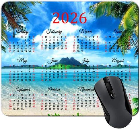 2025 Calendar HD Font Tropical Beach Coconut PalmTrees Mouse Pad,Non-Slip Personalized Rectangular, Size: 9.5 x 7.9 inches…… in Saudi Arabia