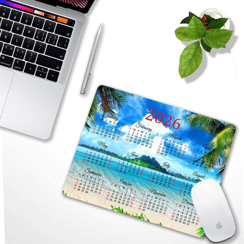 2025 Calendar HD Font Tropical Beach Coconut PalmTrees Mouse Pad,Non-Slip Personalized Rectangular, Size: 9.5 x 7.9 inches…… in Saudi Arabia