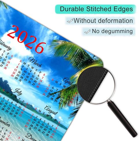 2025 Calendar HD Font Tropical Beach Coconut PalmTrees Mouse Pad,Non-Slip Personalized Rectangular, Size: 9.5 x 7.9 inches…… in Saudi Arabia