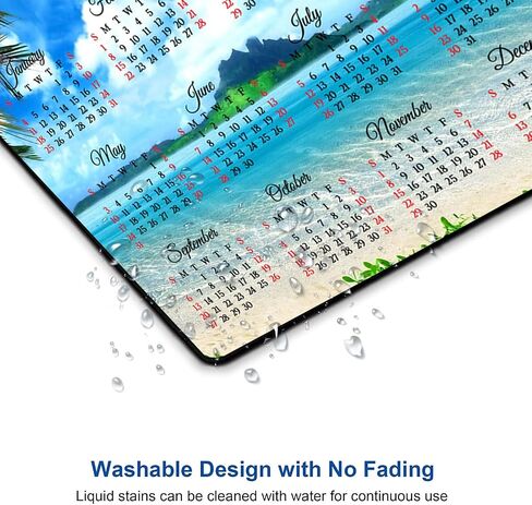 2025 Calendar HD Font Tropical Beach Coconut PalmTrees Mouse Pad,Non-Slip Personalized Rectangular, Size: 9.5 x 7.9 inches…… in Saudi Arabia
