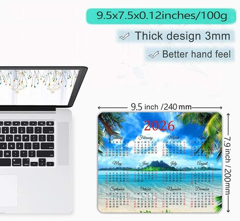 2025 Calendar HD Font Tropical Beach Coconut PalmTrees Mouse Pad,Non-Slip Personalized Rectangular, Size: 9.5 x 7.9 inches…… in Saudi Arabia