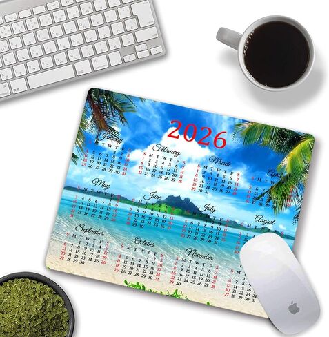 2025 Calendar HD Font Tropical Beach Coconut PalmTrees Mouse Pad,Non-Slip Personalized Rectangular, Size: 9.5 x 7.9 inches…… in Saudi Arabia