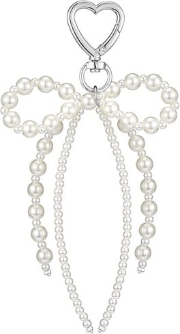 Agromusk Pearl Bow Keychain Heart Coquette Pearl Tassel Bag Charms,Cute Y2k Bow Pendant Purse Charms for Handbags in Kuwait