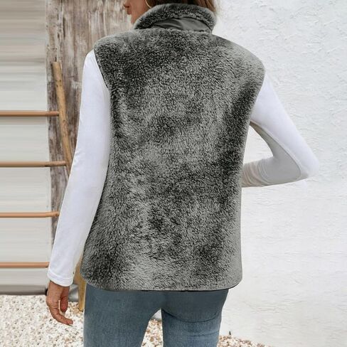 Womens Fleece Vest Lightweight Sleeveless Plus Size Vests Jacket with Pockets Fall Winter Warm Fashion Coat Outerwear in Kuwait