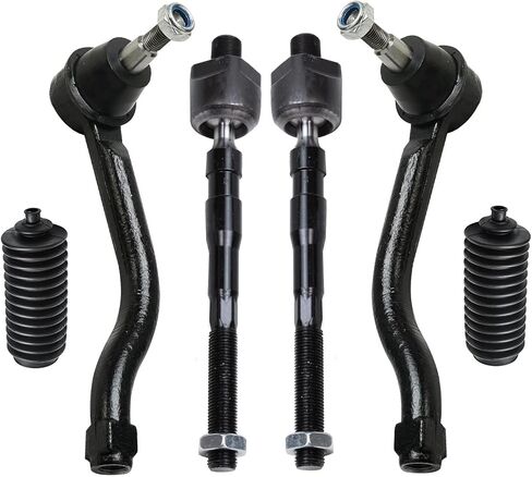 محور ديترويت - طقم قضبان ربط أمامي 6 قطع لسيارة Nissan Altima 2007-2013، 4 أطراف قضيب ربط داخلية وخارجية 2 حذاء 2008 2009 2010 2011 2012 بديل in Saudi Arabia