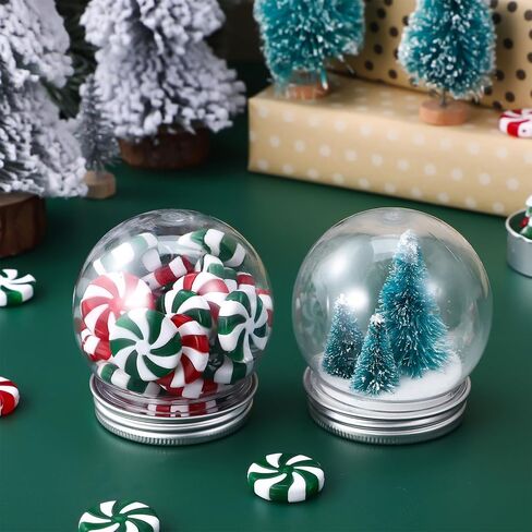 Homoyoyo 40Pcs Snow Globe Jar 2.75X2.36X2.36Inch DIY Party Favor Dome Clear Snow Earth PET Dome Christmas for Boys Girls Mini Screw Off Cap Waters Crafts Home Decor 150ml Empty Plastic Goblet in Saudi Arabia