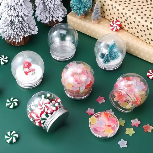 Homoyoyo 40Pcs Snow Globe Jar 2.75X2.36X2.36Inch DIY Party Favor Dome Clear Snow Earth PET Dome Christmas for Boys Girls Mini Screw Off Cap Waters Crafts Home Decor 150ml Empty Plastic Goblet in Saudi Arabia