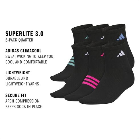 جوارب رياضية Superlite 3.0 أرباع (6 أزواج) مع بطانة مستهدفة وضغط قوس للرياضة والراحة طوال اليوم in Saudi Arabia