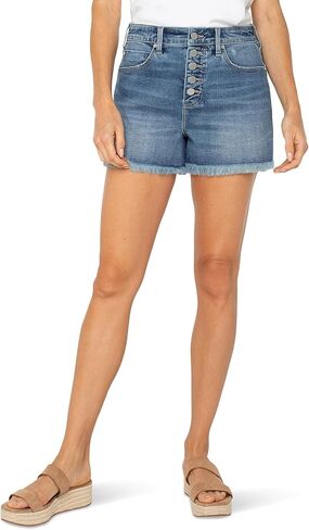 Liverpool Women's Christine High Rise A-line Short with Exposed Button & Fray Hem in Saudi Arabia