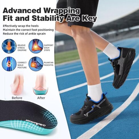 Boys Girls Kids Orthopedic Tennis Shoes: Wide Toe Box Comfortable Casual Arch Support Plantar Fasciitis Running Sneakers, Orthotic Athletic School Sport Walking Shoes for Foot and Pain Relief in Saudi Arabia