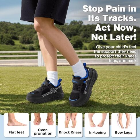 Boys Girls Kids Orthopedic Tennis Shoes: Wide Toe Box Comfortable Casual Arch Support Plantar Fasciitis Running Sneakers, Orthotic Athletic School Sport Walking Shoes for Foot and Pain Relief in Saudi Arabia