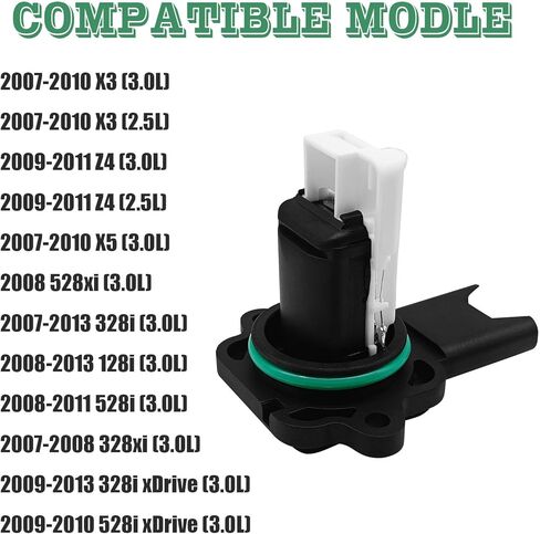مستشعر MAF لتدفق الهواء الشامل، مستشعر MAF لـ 128i 328i 528i X3 X5 Z4 2.5L 3.0L L6 - يستبدل OE 13627551638 5WK97508Z MAS0287 in Saudi Arabia