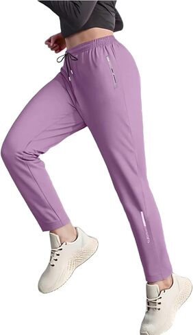 Women's Athletic Joggers-Quick Dry Stretch Loose Sweatpants with Zipper Pockets for Workout & Casual Wear in Saudi Arabia