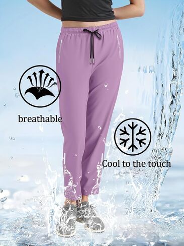 Women's Athletic Joggers-Quick Dry Stretch Loose Sweatpants with Zipper Pockets for Workout & Casual Wear in Saudi Arabia