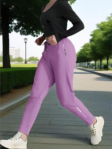 Women's Athletic Joggers-Quick Dry Stretch Loose Sweatpants with Zipper Pockets for Workout & Casual Wear in Saudi Arabia