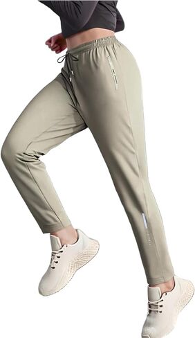 Women's Athletic Joggers-Quick Dry Stretch Loose Sweatpants with Zipper Pockets for Workout & Casual Wear in Saudi Arabia
