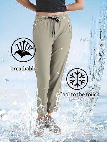 Women's Athletic Joggers-Quick Dry Stretch Loose Sweatpants with Zipper Pockets for Workout & Casual Wear in Saudi Arabia