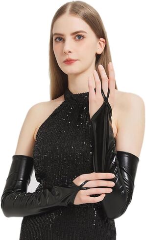 Long Fingerless Metallic Gloves Costume Women Opera Halloween Cosplay 1920s Great Gatsby Party Formal Evening Dressup in Saudi Arabia