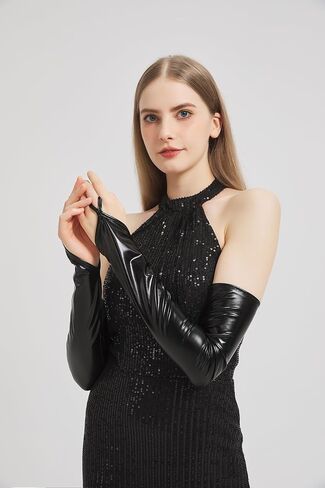 Long Fingerless Metallic Gloves Costume Women Opera Halloween Cosplay 1920s Great Gatsby Party Formal Evening Dressup in Saudi Arabia