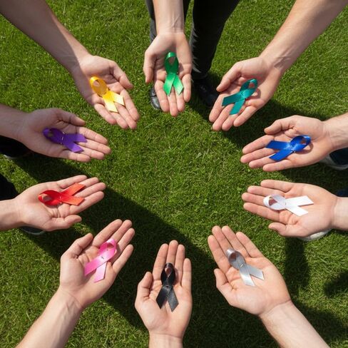 100 قطعة دبوس الشريط السرطان شريط التوعية دبابيس البوليستر الساتان دبابيس للحدث الخيري الناجي حملة تفضل الإمدادات in Kuwait