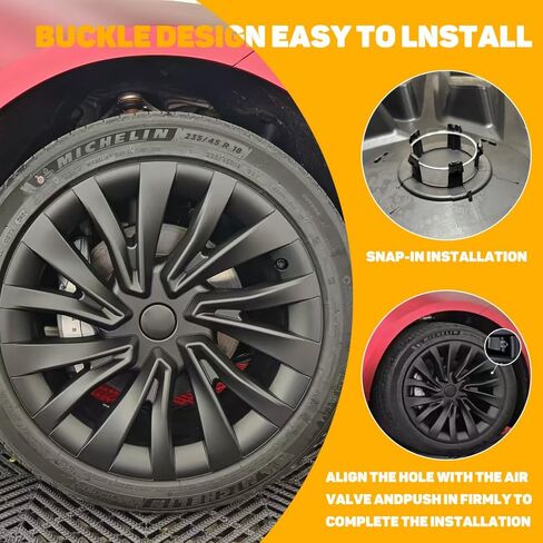 أغطية عجلات مقاس 18 بوصة لطراز Tesla 3 2024-2025، أغطية محورية ذات تغطية كاملة الحواف متوافقة مع طراز Tesla 3 Highland -4 أغطية لكل عبوة، مادة ABS متينة، مينا مخبوزة in Saudi Arabia