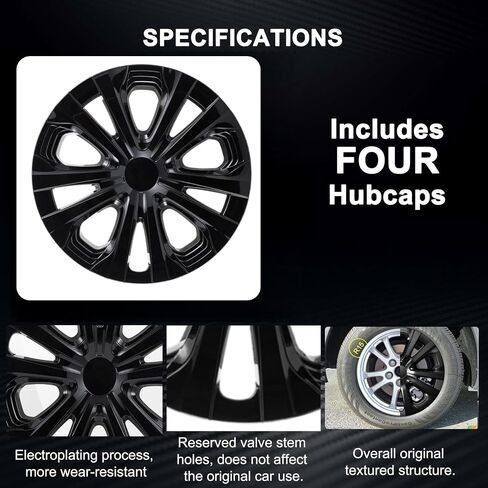 Hubcaps Wheel Covers Fit for 2016-2022 Toyota Prius & 2017-2022 Prius Prime & 2020-2024 Corolla Hybrid Wheel Rim Covers, Snap On Installation (15-inch Set of 4 Pcs) (Glossy Black) in Saudi Arabia