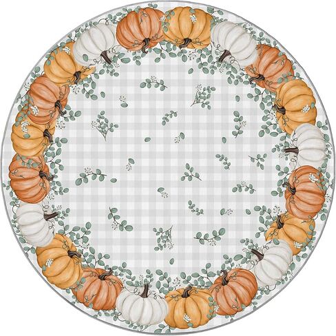 Artoid Mode Orange Pumpkins Eucalyptus Leaves Fall Area Rug, Autumn Thanksgiving Home Decor Low-Profile Washable Area Rugs for Entryway Bedroom Living Room Laundry Room Indoor 5x7 Feet in Saudi Arabia