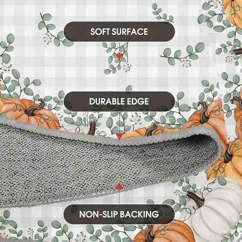 Artoid Mode Orange Pumpkins Eucalyptus Leaves Fall Area Rug, Autumn Thanksgiving Home Decor Low-Profile Washable Area Rugs for Entryway Bedroom Living Room Laundry Room Indoor 5x7 Feet in Saudi Arabia