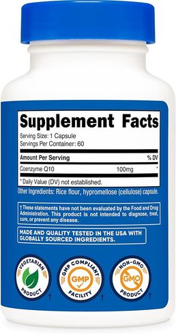 كبسولات Nutricost CoQ10 (60 حصة، 400 مجم لكل حصة) - امتصاص أفضل، خالية من الغلوتين، غير معدلة وراثيًا in Saudi Arabia