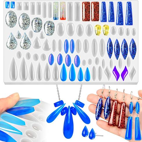(4 Pack) Resin Earring Molds, Resin Jewelry Molds Variety Shape Flower Leaf Earring Silicone Pendant Molds for Women Girls Epoxy Resin Earrings in Kuwait