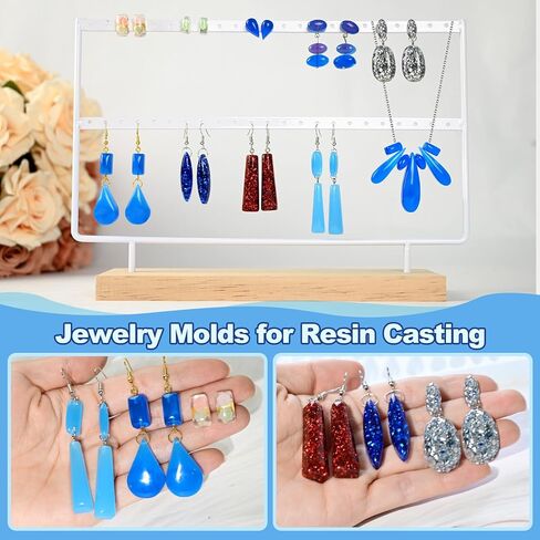 (4 Pack) Resin Earring Molds, Resin Jewelry Molds Variety Shape Flower Leaf Earring Silicone Pendant Molds for Women Girls Epoxy Resin Earrings in Kuwait