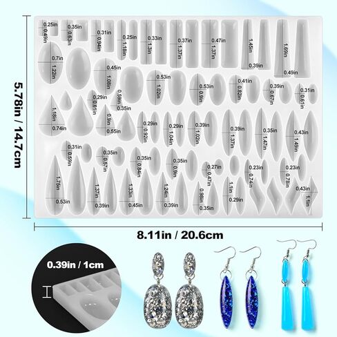 (4 Pack) Resin Earring Molds, Resin Jewelry Molds Variety Shape Flower Leaf Earring Silicone Pendant Molds for Women Girls Epoxy Resin Earrings in Kuwait