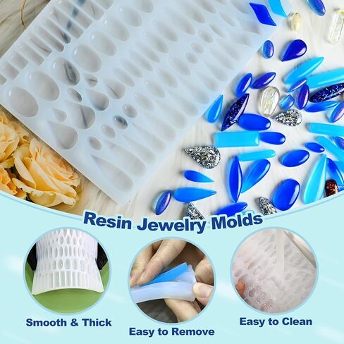 (4 Pack) Resin Earring Molds, Resin Jewelry Molds Variety Shape Flower Leaf Earring Silicone Pendant Molds for Women Girls Epoxy Resin Earrings in Kuwait
