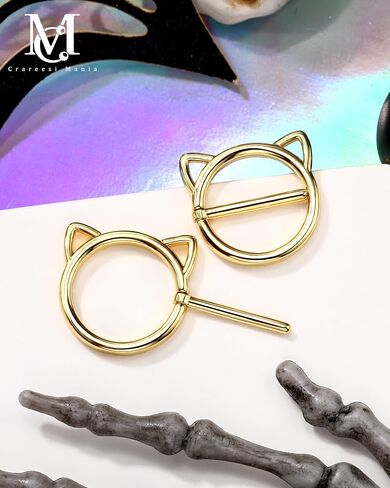 CM Crareesi Mania Black Nipple Rings, 316L Surgical Steel Nipple Piercing Jewelry, 14G Cat Nipple Clicker Ring for Women in Saudi Arabia