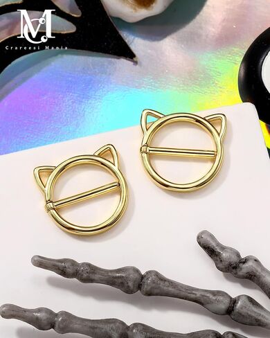 CM Crareesi Mania Black Nipple Rings, 316L Surgical Steel Nipple Piercing Jewelry, 14G Cat Nipple Clicker Ring for Women in Saudi Arabia