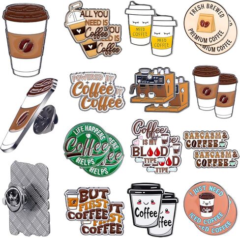 24 Pcs Coffee Theme Brooch Enamel Pin Cute Label Pins for Barista and Coffee Lovers gifts Clothing Decorate in Saudi Arabia