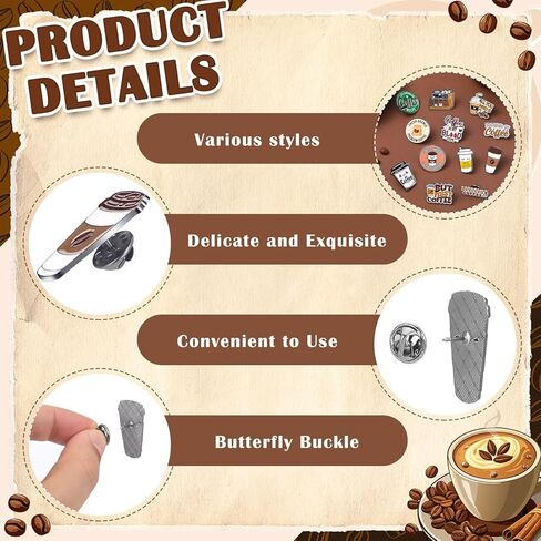 24 Pcs Coffee Theme Brooch Enamel Pin Cute Label Pins for Barista and Coffee Lovers gifts Clothing Decorate in Saudi Arabia