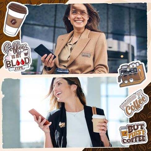 24 Pcs Coffee Theme Brooch Enamel Pin Cute Label Pins for Barista and Coffee Lovers gifts Clothing Decorate in Saudi Arabia