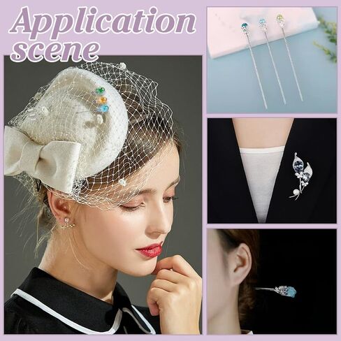 PH PandaHall 10 Colors Hat Pins Glass Beads Lapel Pin 4.8 Inch Long Handle Stick Pin with Crystal Beads Elegant Hair Suit Pins for Women Brooches Tie Hats Scarf Jewelry Accessories in Kuwait