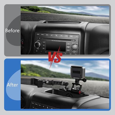 حامل تثبيت للهاتف Dash لـ 2012-2018 Jeep Wrangler JK JKU غير محدود منزلق للسكك الحديدية وملحقات داخلية متوافقة مع كاميرا GoPro Action والهاتف الخلوي in Kuwait
