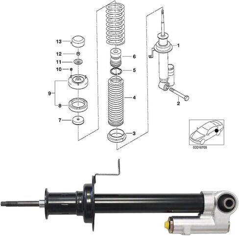 1x ممتص الصدمات الهيدروليكي الخلفي متوافق مع ملحقات BMW E38 740i 740iL 735i 1995-2001 (1x يسار) in Saudi Arabia