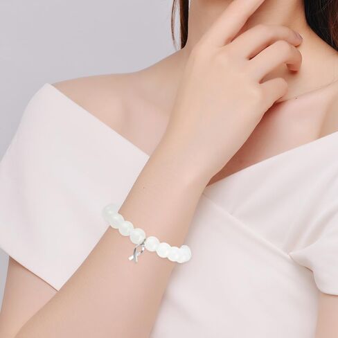 Natural Stone Healing Bracelets for Women Men Inspirational Gifts for Women Cancer Gifts for Public Social Public Event Support Fundraising in Saudi Arabia