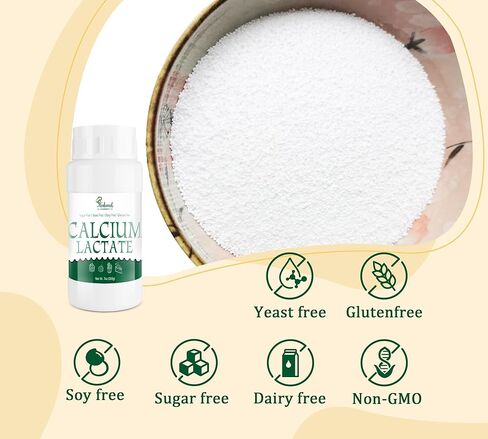 7 oz Calcium Lactate Powder, 100% Pure Calcium Lactate, Food Grade for Keep Shape of Food, Helps Neutralize Food Acidity, Suitable for Dairy Products, Breads, Pastries, Bake, Gluten-Free & Vegan in Kuwait
