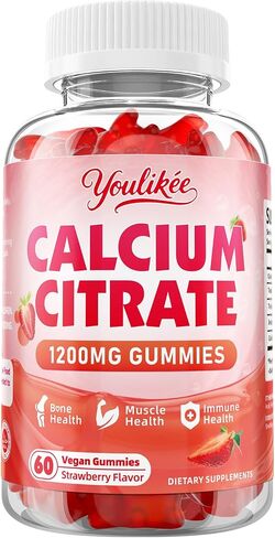 Calcium Citrate Gummies 1200 mg, Calcium Supplement for Women & Men, Ultimate Absorption Calcium Gummies for Bone, Muscle & Immune Support, Strawberry Flavor, 60 Count in Saudi Arabia