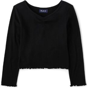 The Children's Place Girls' Basic Long Sleeve V-Neck Knit Shirts in Kuwait