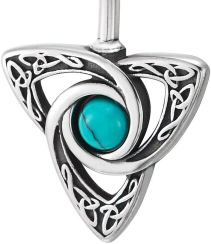 COOLSTEELANDBEYOND Celtic Triangle Turquoise Belly Button Ring Stainless Steel Tribal Navel Barbell Piercing Jewelry in Saudi Arabia